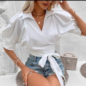 White crop blouse